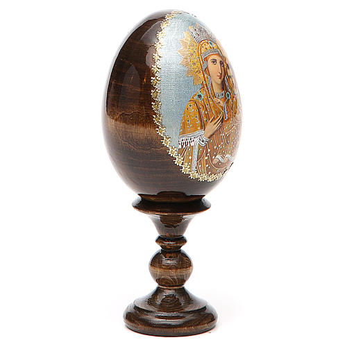 Russische Ei-Ikone, mahnende Muttergottes, Decoupage, Gesamthöhe 13 cm 4