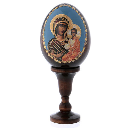 Russische Ei-Ikone, Gottesmutter von Iverskaya, Decoupage, Gesamthöhe 13 cm 1