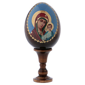 Russische Ei-Ikone, Gottesmutter von Kasan, Decoupage, Gesamthöhe 13 cm