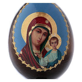 Russische Ei-Ikone, Gottesmutter von Kasan, Decoupage, Gesamthöhe 13 cm