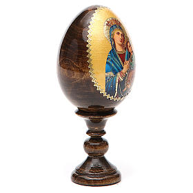 Russische Ei-Ikone, Gnadenbild Unserer Lieben Frau von der immerwährenden Hilfe, Decoupage, Gesamthöhe 13 cm