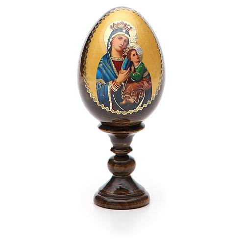 Russische Ei-Ikone, Gnadenbild Unserer Lieben Frau von der immerwährenden Hilfe, Decoupage, Gesamthöhe 13 cm 3