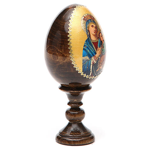Russische Ei-Ikone, Gnadenbild Unserer Lieben Frau von der immerwährenden Hilfe, Decoupage, Gesamthöhe 13 cm 2