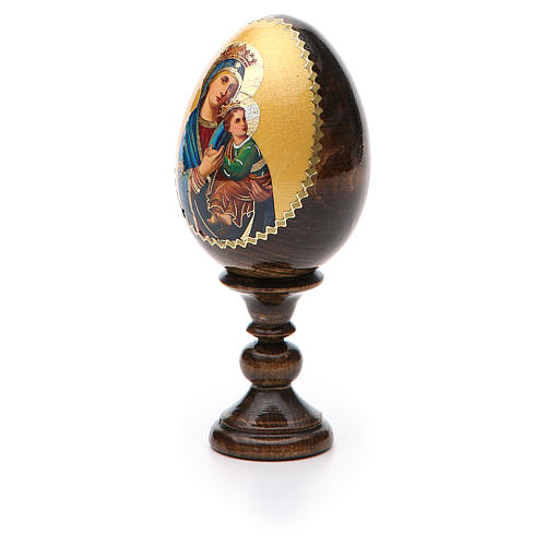 Huevo ruso de madera découpage Perpetuo Socorro altura total 13 cm estilo imperial ruso 6