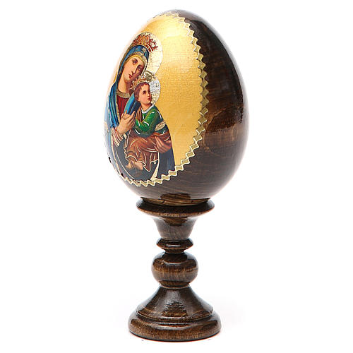Huevo ruso de madera découpage Perpetuo Socorro altura total 13 cm estilo imperial ruso 10