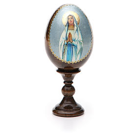 Russische Ei-Ikone, Muttergottes von Lourdes, Decoupage, Gesamthöhe 13 cm