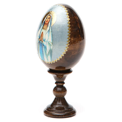 Russische Ei-Ikone, Muttergottes von Lourdes, Decoupage, Gesamthöhe 13 cm 7