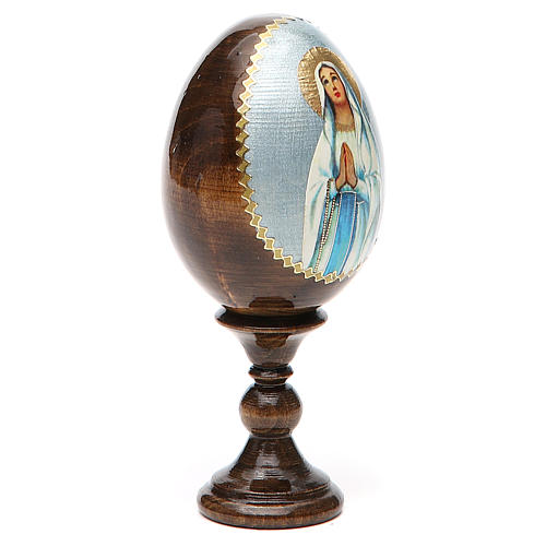 Russische Ei-Ikone, Muttergottes von Lourdes, Decoupage, Gesamthöhe 13 cm 9