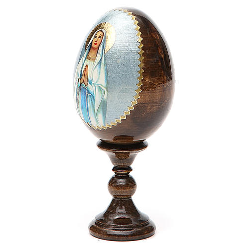 Russische Ei-Ikone, Muttergottes von Lourdes, Decoupage, Gesamthöhe 13 cm 1