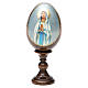 Russische Ei-Ikone, Muttergottes von Lourdes, Decoupage, Gesamthöhe 13 cm s6