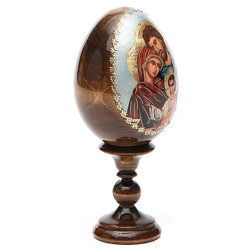 Russische Ei-Ikone, Heilige Familie, Decoupage, Gesamthöhe 13 cm 2