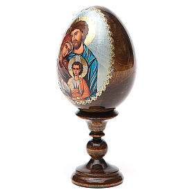 Huevo ruso de madera découpage Sagrada Familia altura total 13 cm estilo imperial ruso