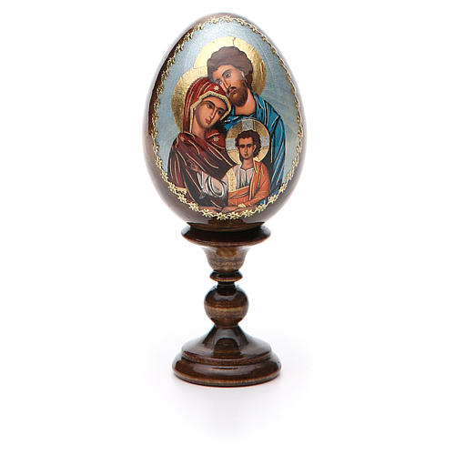 Huevo ruso de madera découpage Sagrada Familia altura total 13 cm estilo imperial ruso 5