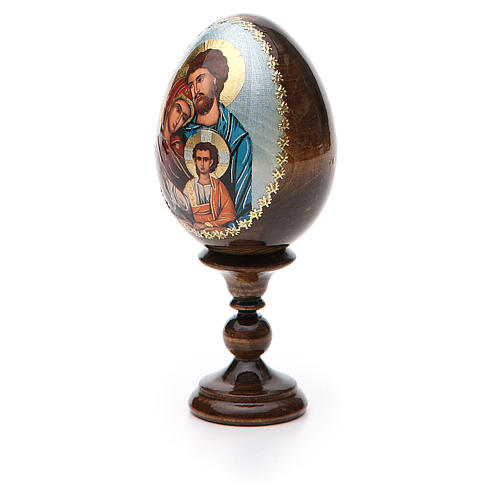 Huevo ruso de madera découpage Sagrada Familia altura total 13 cm estilo imperial ruso 6