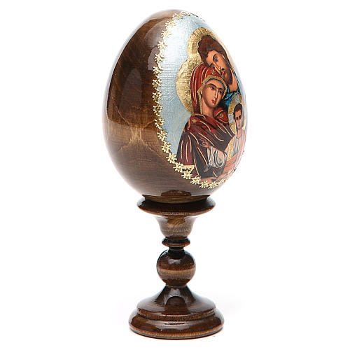 Huevo ruso de madera découpage Sagrada Familia altura total 13 cm estilo imperial ruso 12