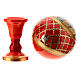Uovo icona découpage Pantocratore sfondo rosso h tot. 13 cm stile imperiale russo s5