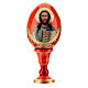 Russian Egg Pantocrator découpage red background, Russian Imperial style 13cm s1