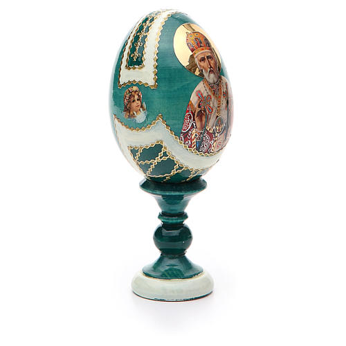 Russische Ei-Ikone, Heiliger Nikolaus, russisch imperial-Stil, Gesamthöhe 13 cm 5