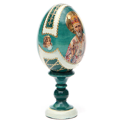 Russische Ei-Ikone, Heiliger Nikolaus, russisch imperial-Stil, Gesamthöhe 13 cm 9
