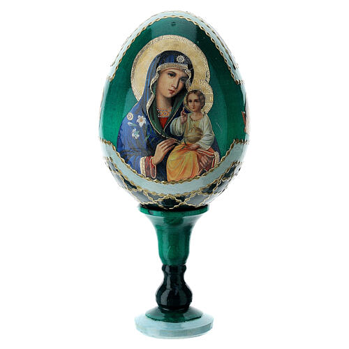 Huevo ruso de madera découpage Virgen de los Lirios Blancos estilo imperial ruso altura total 13 cm 1