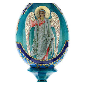Russische Ei-Ikone, Schutzengel, Fabergè-Stil, Gesamthöhe 13 cm