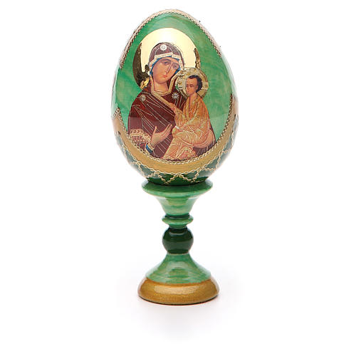 Russische Ei-Ikone, Muttergottes von Tikhvinskaya, russisch imperial-Stil, Gesamthöhe 13 cm 3