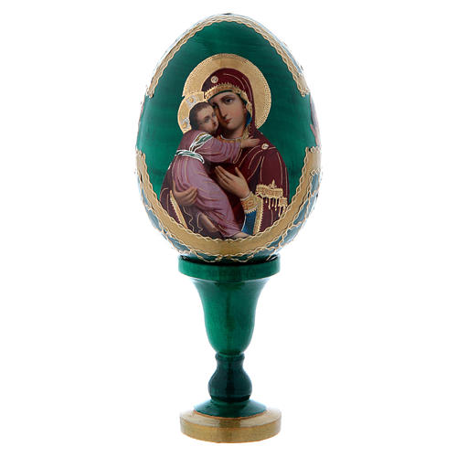 Russische Ei-Ikone, Muttergottes von Vladimirskaya, russisch imperial-Stil, Gesamthöhe 13 cm 1
