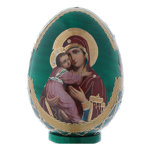 Russische Ei-Ikone, Muttergottes von Vladimirskaya, russisch imperial-Stil, Gesamthöhe 13 cm 2