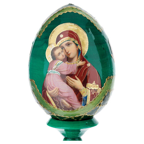 Russische Ei-Ikone, Muttergottes von Vladimirskaya, russisch imperial-Stil, Gesamthöhe 13 cm 2