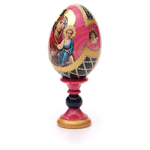 Russische Ei-Ikone, Muttergottes von Smolenskaya, russisch imperial-Stil, Gesamthöhe 13 cm 3