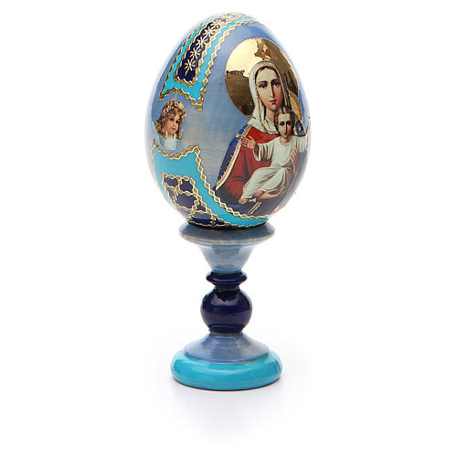 Russische Ei-Ikone, Ich bin mit dir und niemand sonst in dir, russisch imperial-Stil, Gesamthöhe 13 cm 5