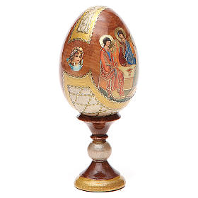 Russische Ei-Ikone, Dreifaltigkeitsikone nach Rublev, Fabergè-Stil, Gesamthöhe 13 cm