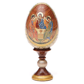 Huevo ruso de madera découpage Trinidad de Rublev altura total 13 cm estilo imperial ruso