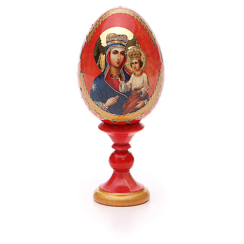 Russische Ei-Ikone, Muttergottes von Ozeranskaya, russisch imperial-Stil, Gesamthöhe 13 cm 2
