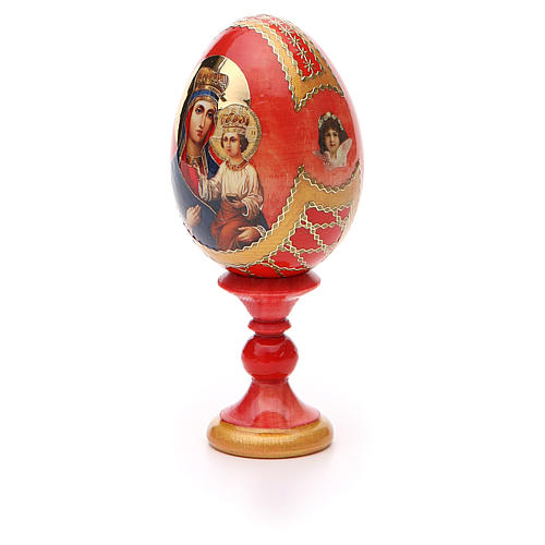 Russische Ei-Ikone, Muttergottes von Ozeranskaya, russisch imperial-Stil, Gesamthöhe 13 cm 3