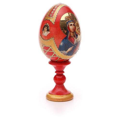 Russische Ei-Ikone, Muttergottes von Ozeranskaya, russisch imperial-Stil, Gesamthöhe 13 cm 5