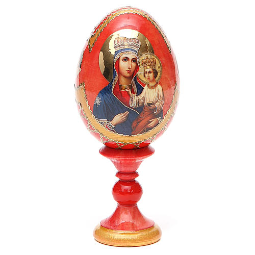 Russische Ei-Ikone, Muttergottes von Ozeranskaya, russisch imperial-Stil, Gesamthöhe 13 cm 6
