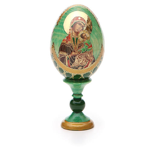 Russische Ei-Ikone, Gottesmutter der Leidenschaft, russisch imperial-Stil, Gesamthöhe 13 cm 3
