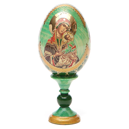 Russische Ei-Ikone, Gottesmutter der Leidenschaft, russisch imperial-Stil, Gesamthöhe 13 cm 7