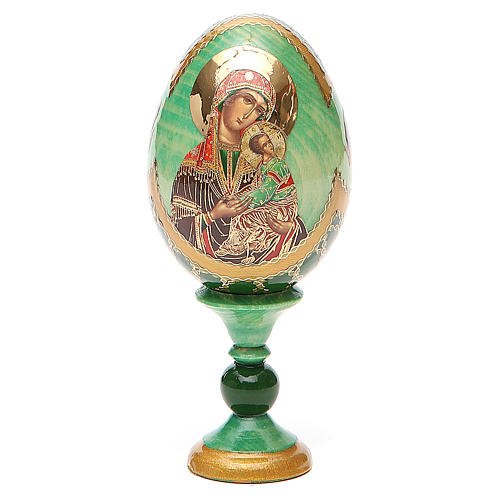 Russische Ei-Ikone, Gottesmutter der Leidenschaft, russisch imperial-Stil, Gesamthöhe 13 cm 1