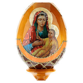 Russische Ei-Ikone, Muttergottes von Kozelshanskaya, Fabergè-Stil, Gesamthöhe 13 cm