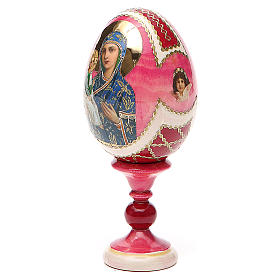 Russische Ei-Ikone, Muttergottes von Jerusalemskaya, Fabergè-Stil, Gesamthöhe 13 cm