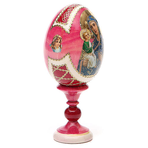 Russische Ei-Ikone, Muttergottes von Jerusalemskaya, russisch imperial-Stil, Gesamthöhe 13 cm 3