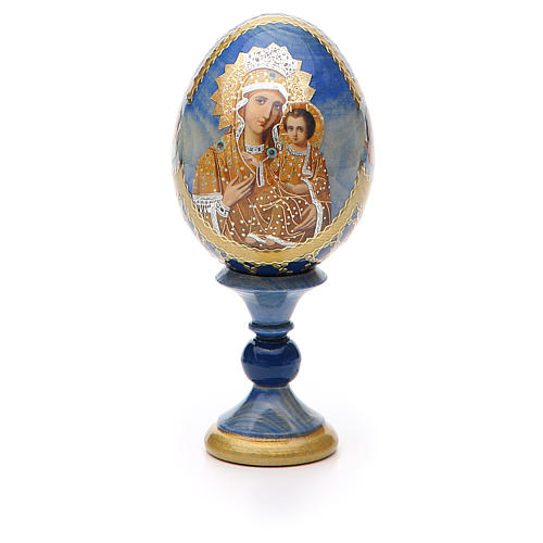 Russische Ei-Ikone, mahnende Muttergottes, russisch imperial-Stil, Gesamthöhe 13 cm 3