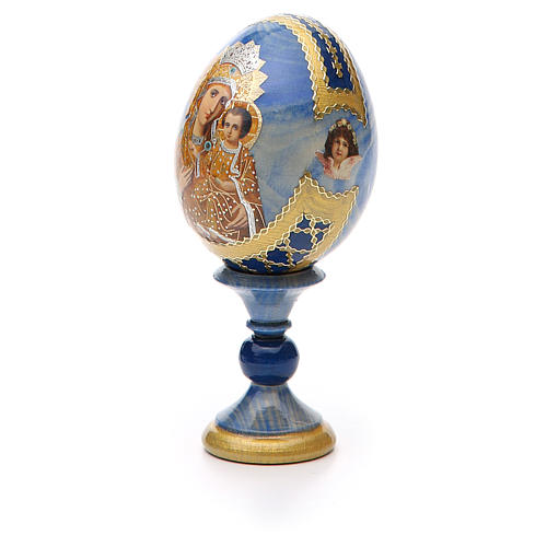 Russische Ei-Ikone, mahnende Muttergottes, russisch imperial-Stil, Gesamthöhe 13 cm 4