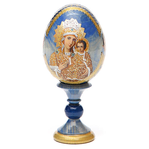 Russische Ei-Ikone, mahnende Muttergottes, russisch imperial-Stil, Gesamthöhe 13 cm 7