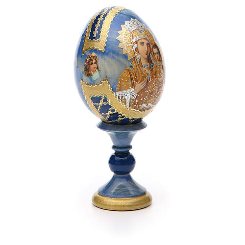 Huevo ruso de madera découpage Virgen Premonitora altura total 13 cm estilo imperial ruso 8