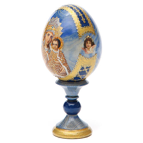 Huevo ruso de madera découpage Virgen Premonitora altura total 13 cm estilo imperial ruso 2