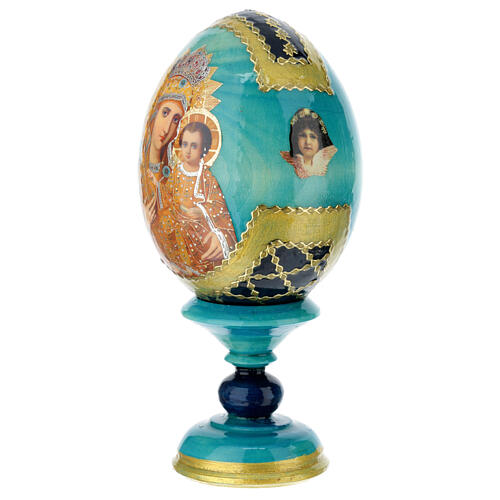 Huevo ruso de madera découpage Virgen Premonitora altura total 13 cm estilo imperial ruso 3