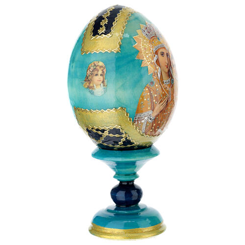 Huevo ruso de madera découpage Virgen Premonitora altura total 13 cm estilo imperial ruso 4